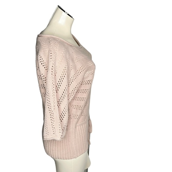 HOOKED UP by IOT Silver Sparkle Pink Knit 3/4 Sleeves Sweater Junior's Size L - Picture 3 of 16